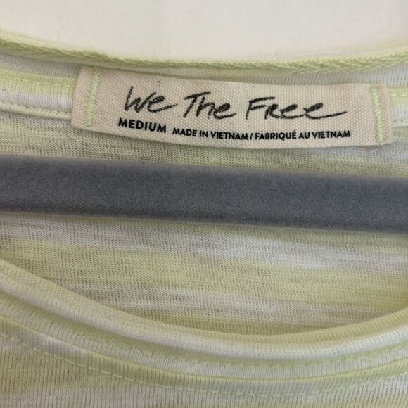 Free People We the Free Women stripped like green white cap sleeve beach top M - Picture 5 of 8